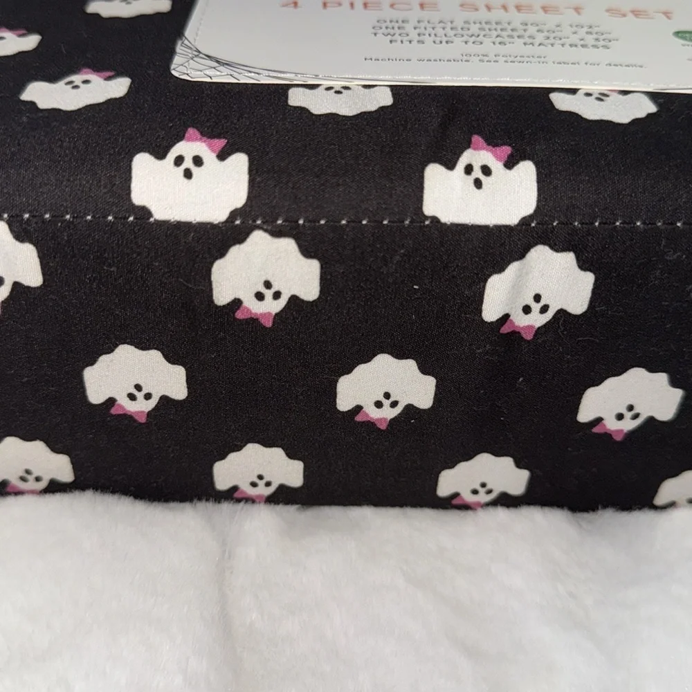 Trick Or Treat Bow Ghosts Halloween Sheet Set - Queen 👻🎀